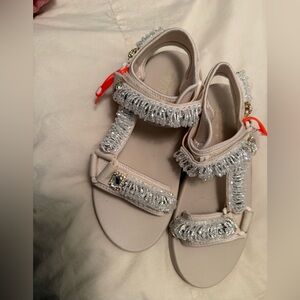 Free People Nan-Ku couture Embellished Cream Sandals